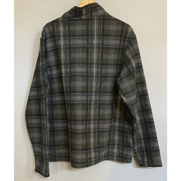 John Wayne Sweater Fleece Plaid Mock Neck 1/4 Snap Up Long Sleeve Mens XL - Picture 2 of 8